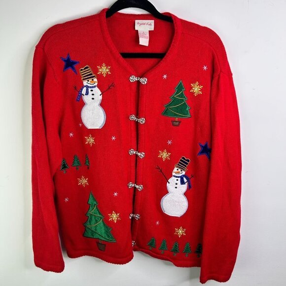 Vintage Krystal-Kobe red ugly christmas sweater size medium - Picture 2 of 12
